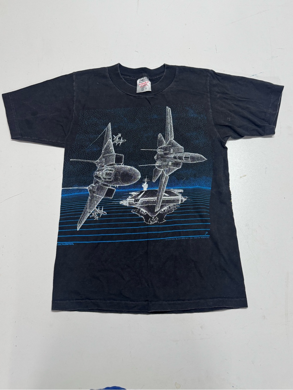 F-14 Tomcat Fighter Jet Vintage 1988 Blackbird Black T-Shirt Adult Size Small